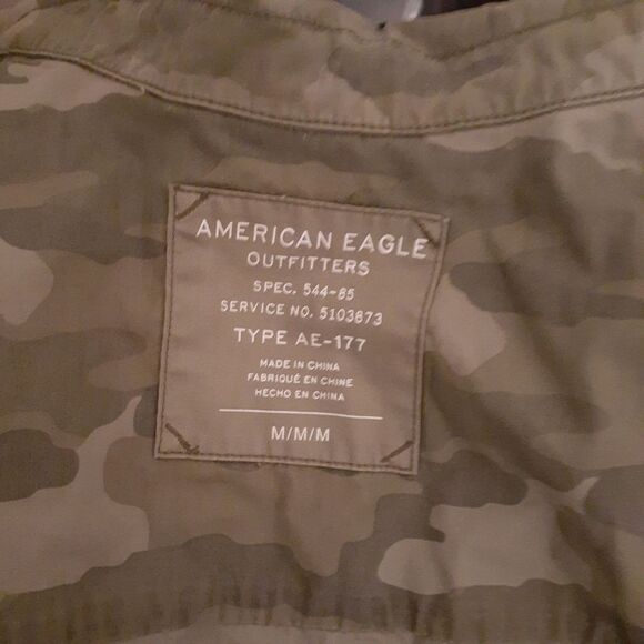 AEO jacket American Eagle Outfitters khaki green tan camo military m canvas top - Picture 6 of 7